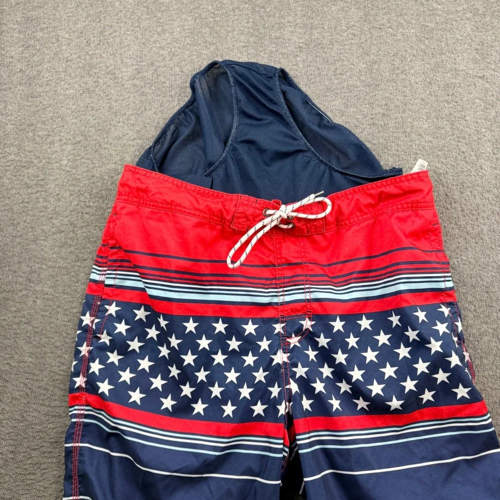 Goodfellow & Co Swim Trunks Men's‎ L Red Blue Stars Stripes American Flag Shorts